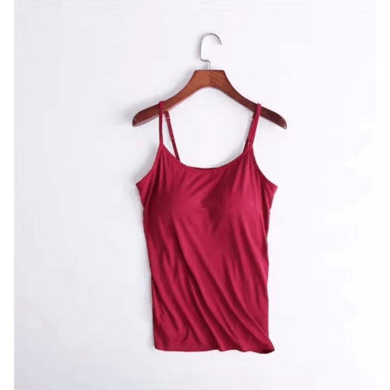 2024 Padded Bra Spaghetti Strap Camisole Supportive Solid Summer Tank For Women 3