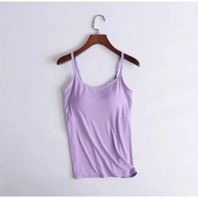 2024 Padded Bra Spaghetti Strap Camisole Supportive Solid Summer Tank For Women 5