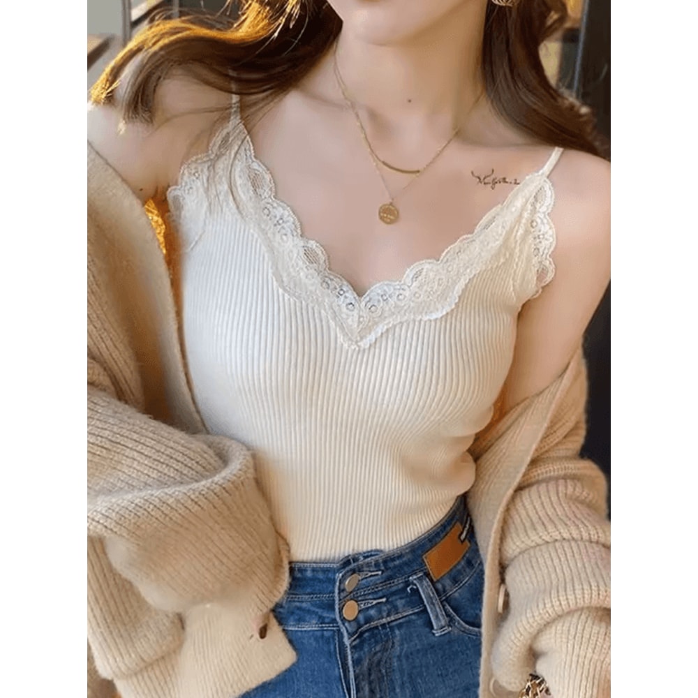 Lace Cropped Coquette Tank Korean Style Y2K Summer Cami For Women 3