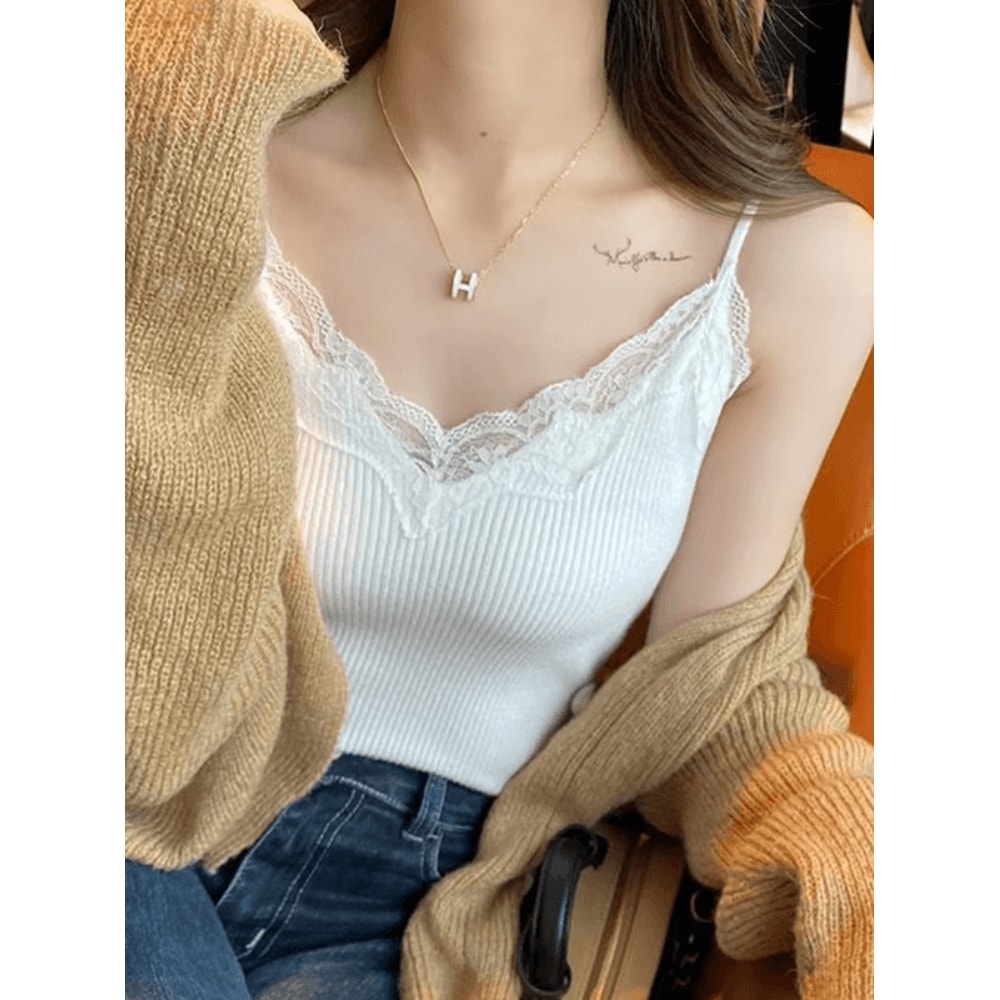 Lace Cropped Coquette Tank Korean Style Y2K Summer Cami For Women 6