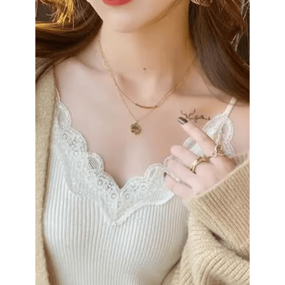 Lace Cropped Coquette Tank Korean Style Y2K Summer Cami For Women 0
