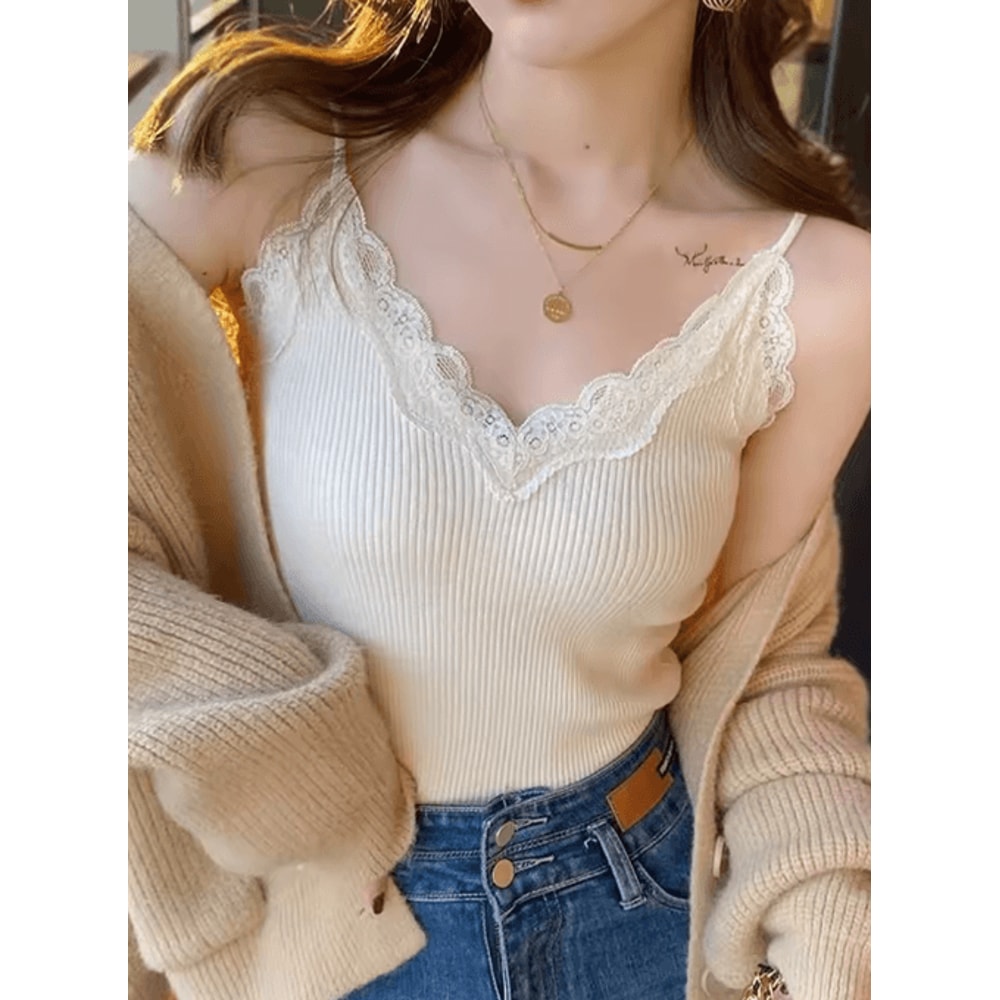 Lace Cropped Coquette Tank Korean Style Y2K Summer Cami For Women 7