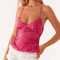 Y2K Sequin Halter Crop Top With Pearl Rhinestone Detail Summer Party Cami 3