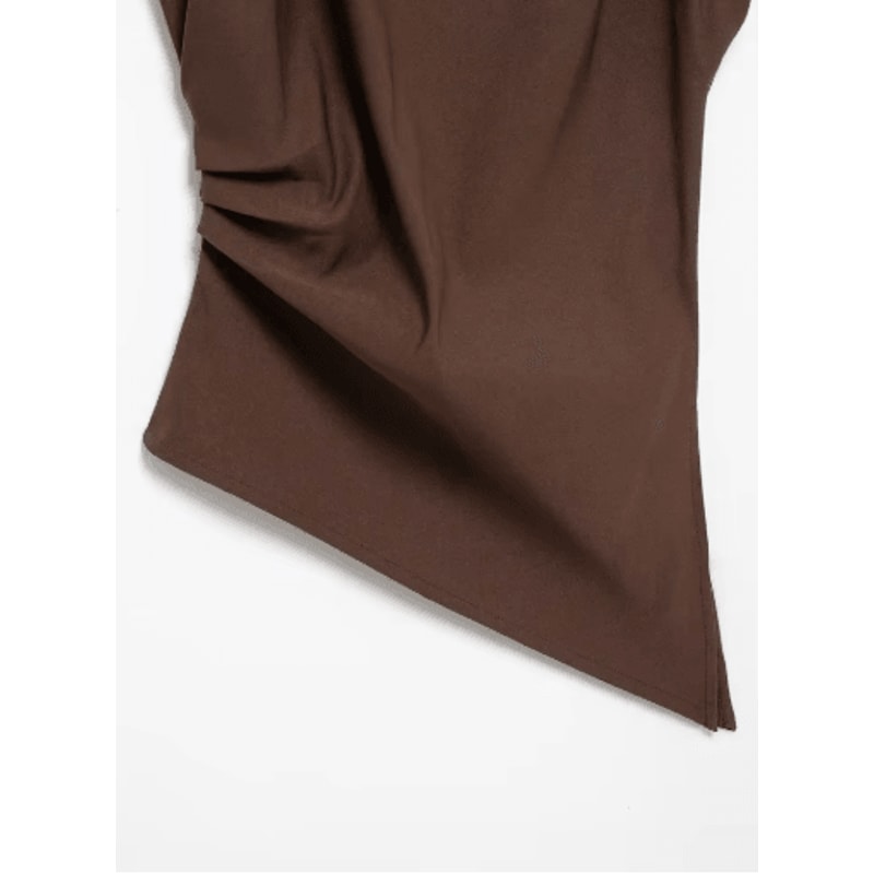 Asymmetric Ruched Sleeve Slim Fit Tank Top For Women Stretchy Breathable Office Party Blouse 4