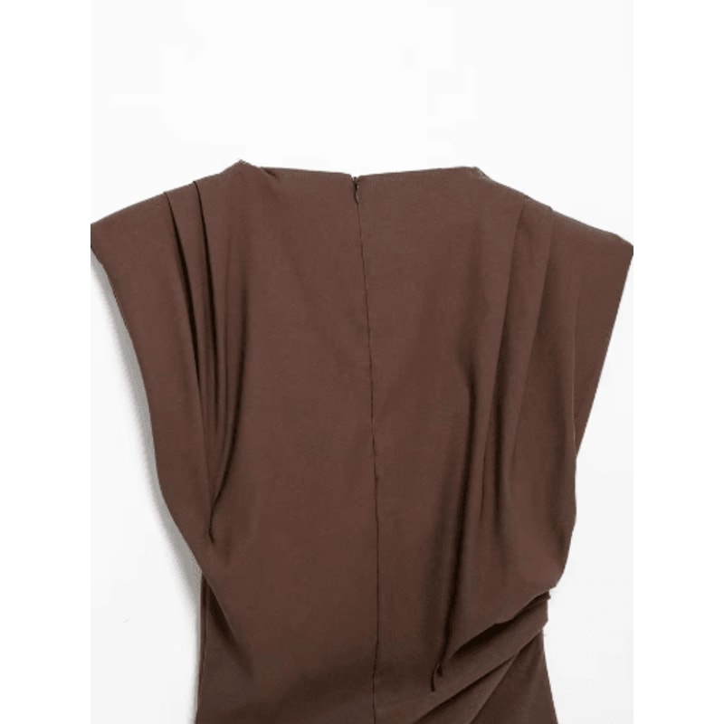 Asymmetric Ruched Sleeve Slim Fit Tank Top For Women Stretchy Breathable Office Party Blouse 5