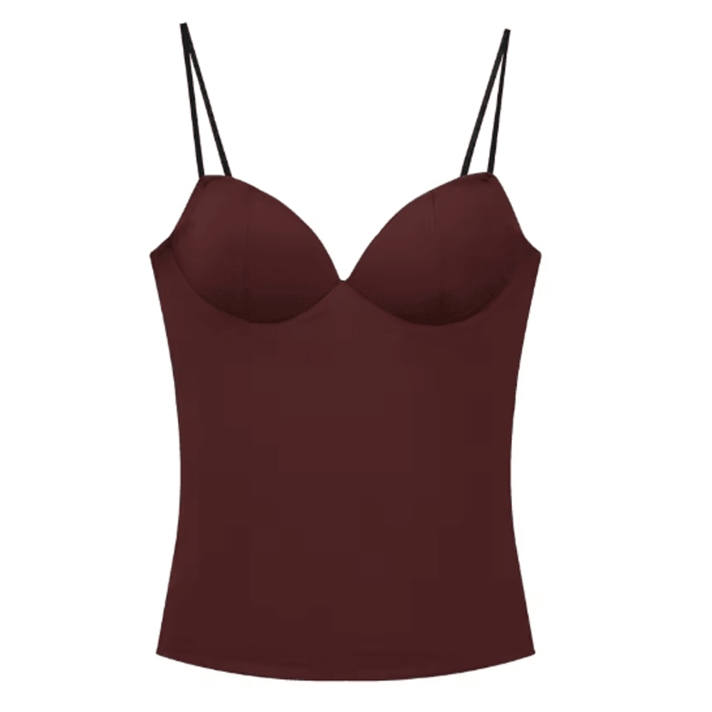 HXAO Burgundy Corset Bustier Camisole Backless Sleeveless Going Out Top For Women 1