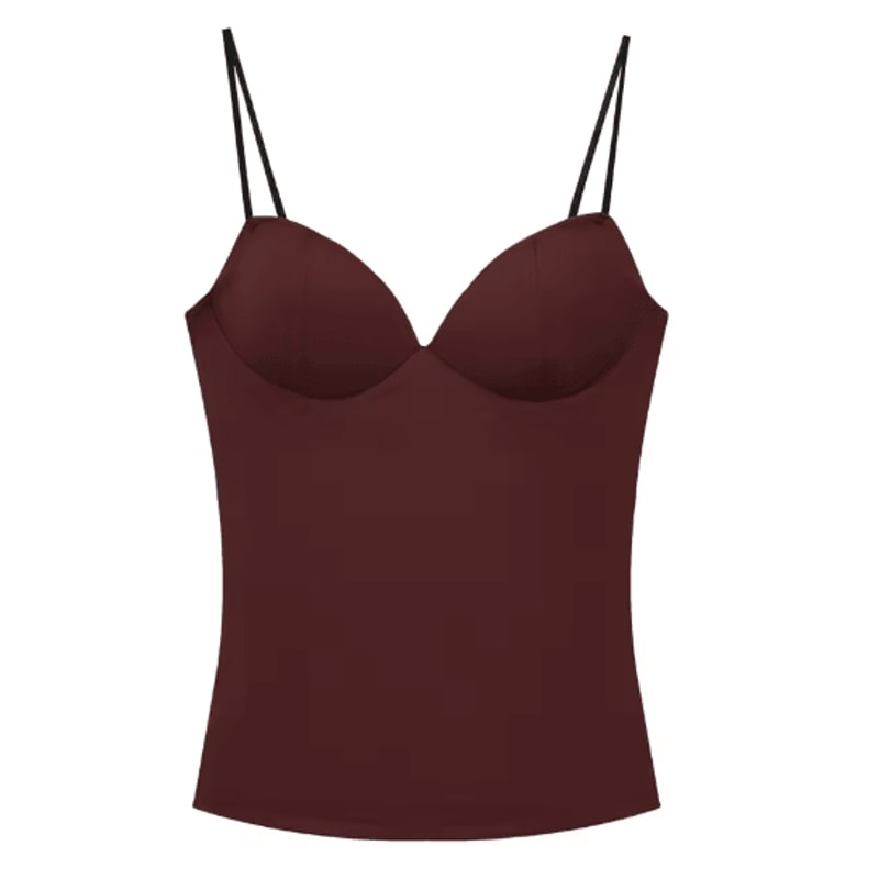 HXAO Burgundy Corset Bustier Camisole Backless Sleeveless Going Out Top For Women 1