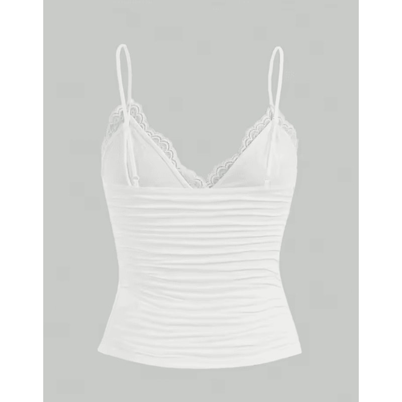 Contrast Lace Bow Front Crop Cami Y2K Backless Grunge Punk Top For Women 6