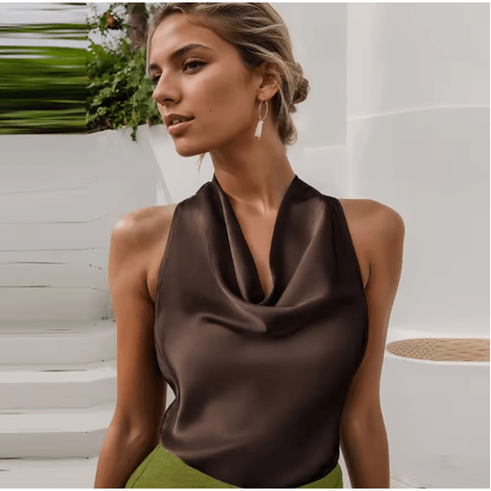 HXAO Satin Halter Backless Corset Top Elegant Summer Tank For Women 10