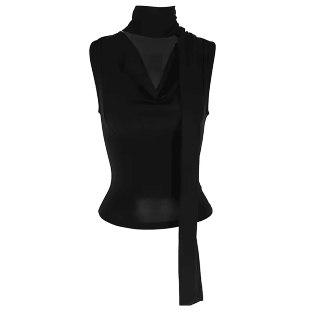 Elegant Knitted V Neck Slim Tank Top Sleeveless Bandage Streetwear For Women 3