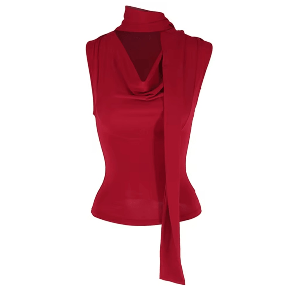 Elegant Knitted V Neck Slim Tank Top Sleeveless Bandage Streetwear For Women 4