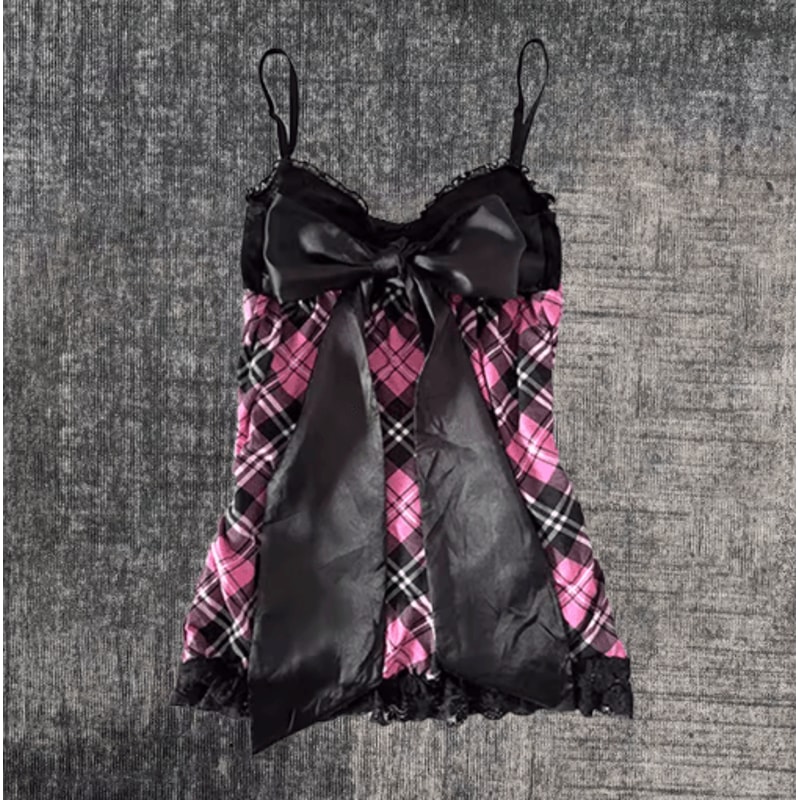 Y2K Backless Slim Sling Crop Tank Goth Punk Coquette Harajuku Top 2