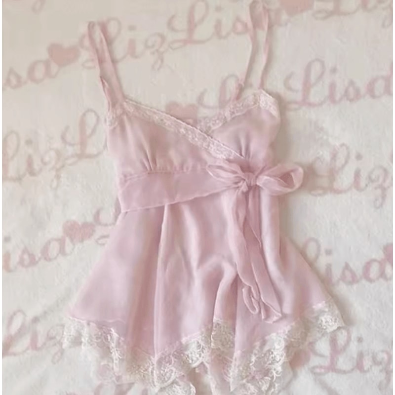 Y2K Backless Slim Sling Crop Tank Goth Punk Coquette Harajuku Top 12