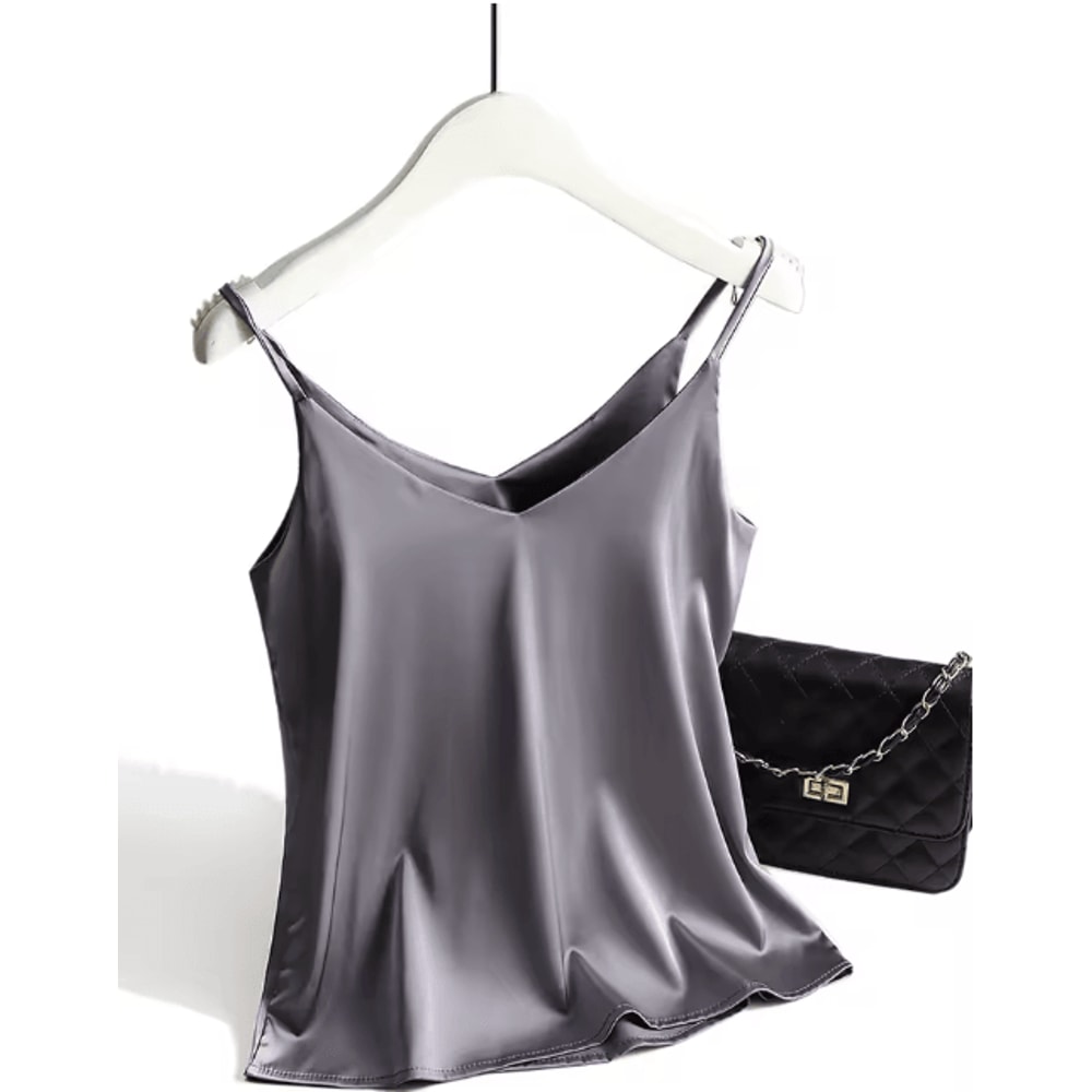 Spaghetti Strap Cami Satin Tank Top Summer Camisole 6