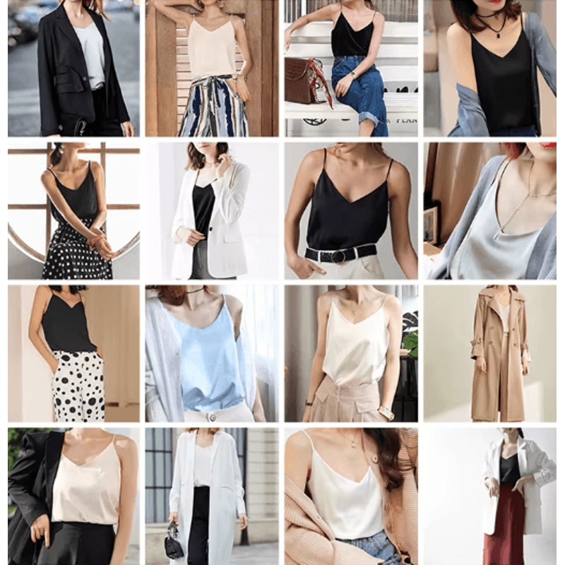 Spaghetti Strap Cami Satin Tank Top Summer Camisole 9