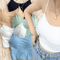 Ice Silk BuiltIn Bra Crop Top Summer Sports Spaghetti Strap Camisole 0