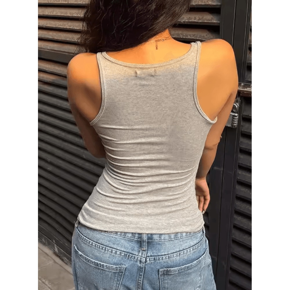 Sculpted Square Neck Tank Top For Women Sleek Fitted Sleeveless Essential 9