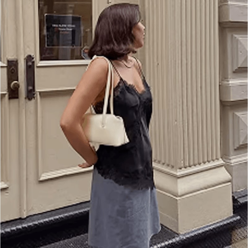 HXAO Y2K Lace Asymmetrical Top Backless Off Shoulder Summer Camisole 7