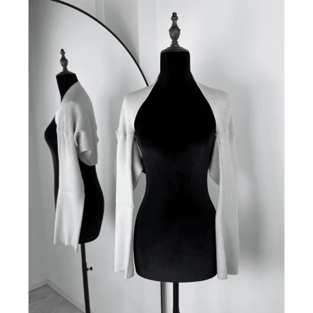 Trendix 2 Piece Knit Tank Top Set High Neck Vest And Long Sleeve Shawl Outfit 10