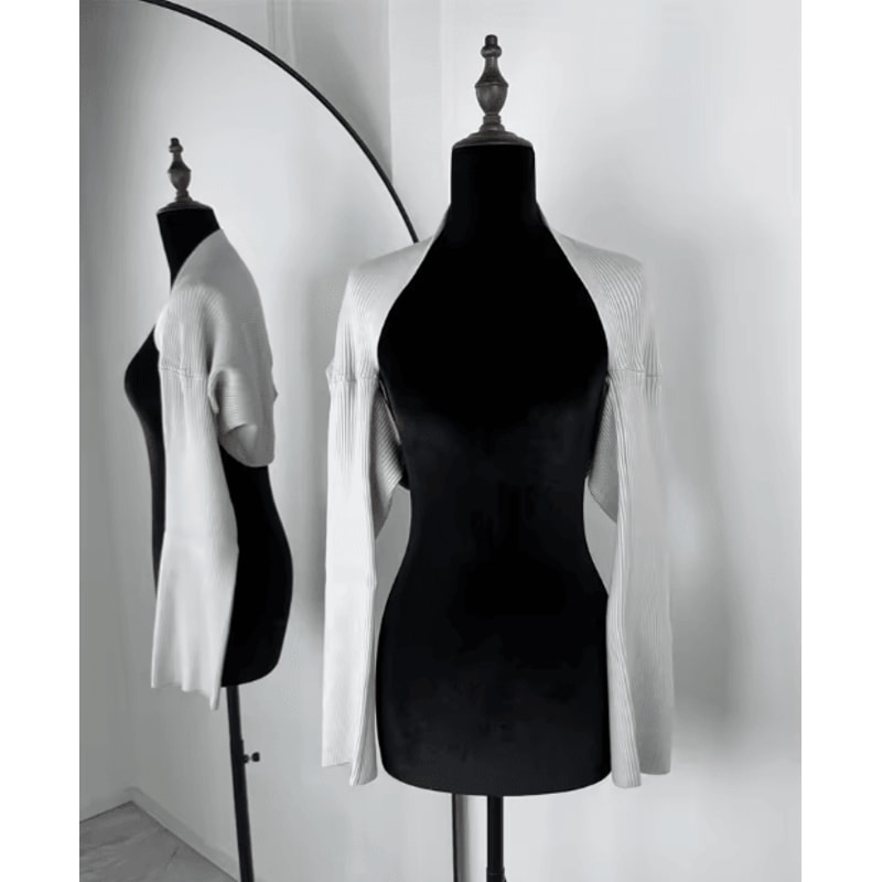 Trendix 2 Piece Knit Tank Top Set High Neck Vest And Long Sleeve Shawl Outfit 10