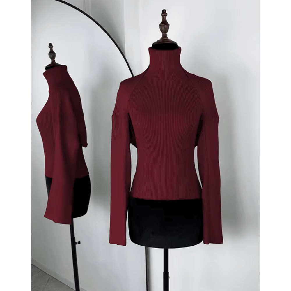 Trendix 2 Piece Knit Tank Top Set High Neck Vest And Long Sleeve Shawl Outfit 6