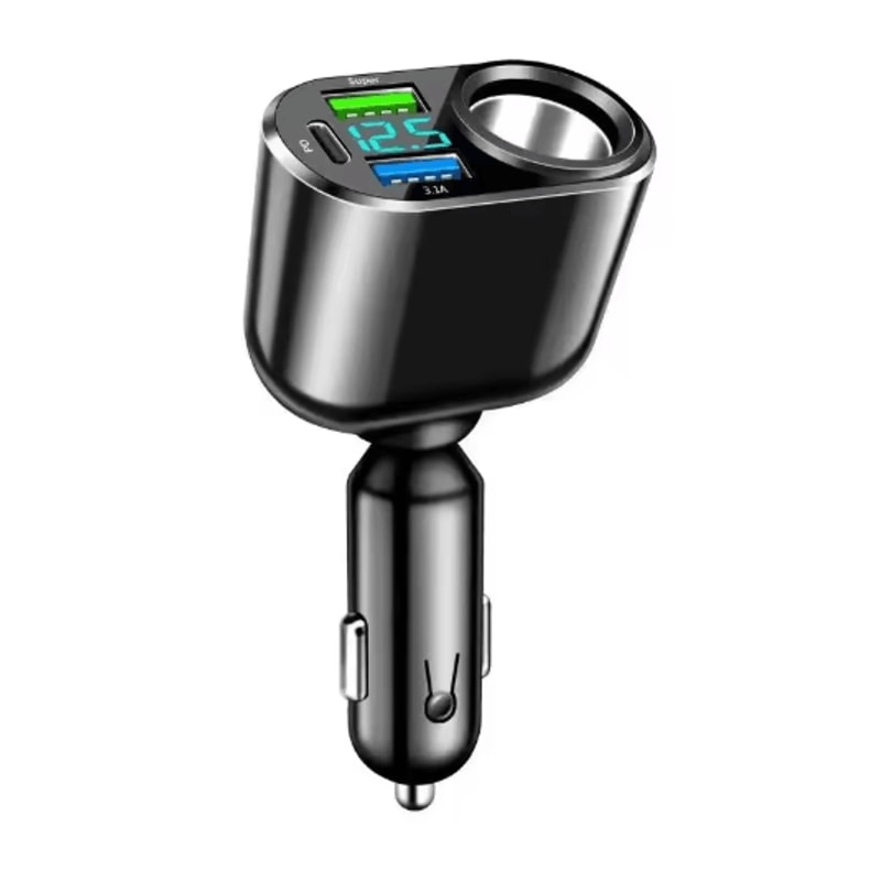 UYUXIO 30W PD USB C Car Charger Multi Port Fast Charging Adapter With Voltage Display 1