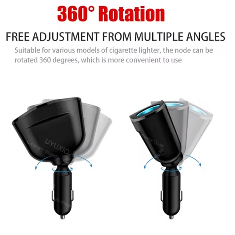 UYUXIO 30W PD USB C Car Charger Multi Port Fast Charging Adapter With Voltage Display 3