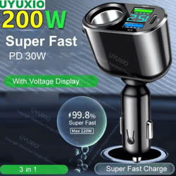 uyuxio 30w pd usb c car charger multi port fast charging adapter with voltage display