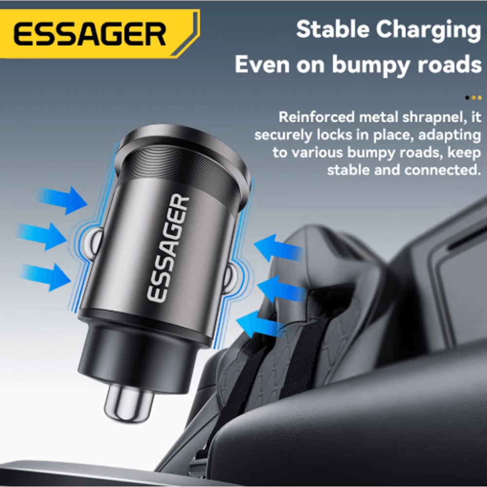Essager 45W Mini USB C Car Charger PD 30 QC 30 Fast Charging Adapter 3