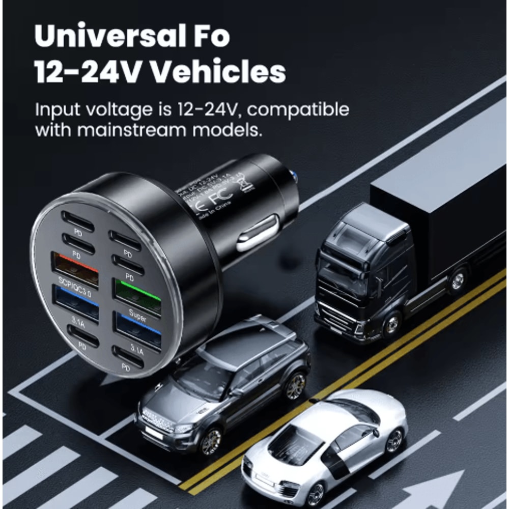 UltraFast 10Port 100W Car Charger With 4 USB 6 PD Power Delivery 2