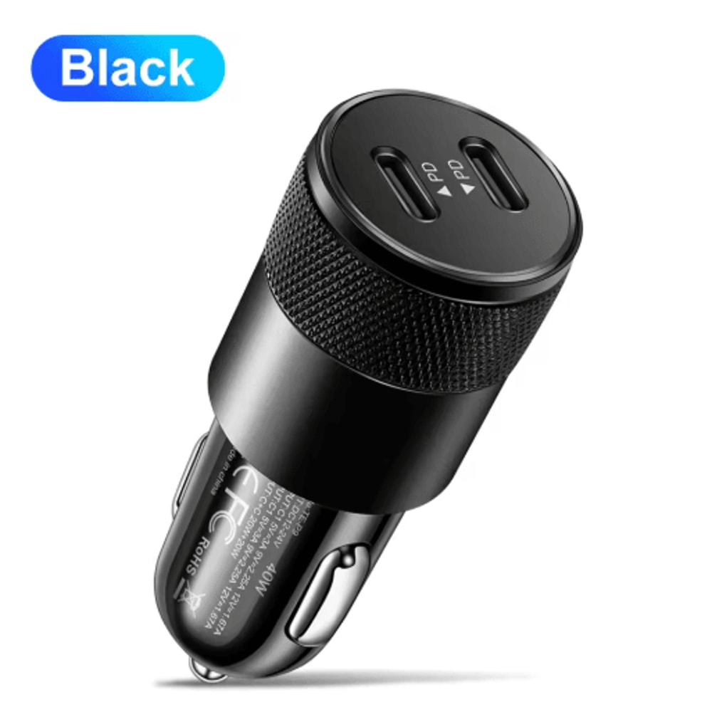 40W Dual PD USB C Car Charger Fast Charging Adapter For IPhone Samsung Xiaomi 2