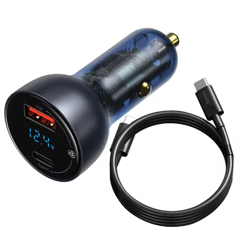 Baseus 65W PPS USB C PD Car Charger Dual Port Fast Charger For Laptop IPhone 1