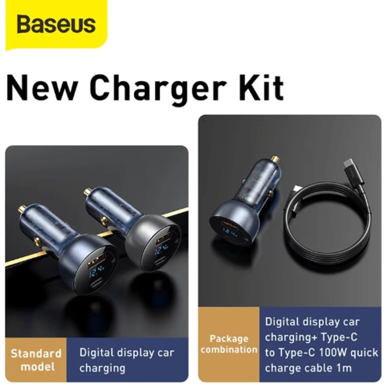 Baseus 65W PPS USB C PD Car Charger Dual Port Fast Charger For Laptop IPhone 4