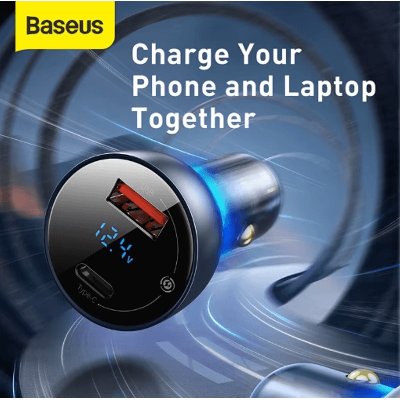Baseus 65W PPS USB C PD Car Charger Dual Port Fast Charger For Laptop IPhone 7