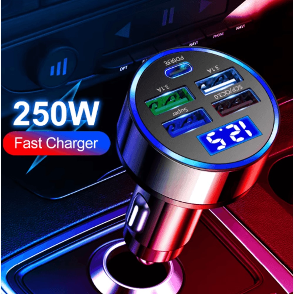 Vumpach 250W 5 Port USB Car Charger 7A Mini Fast Charging Adapter 0
