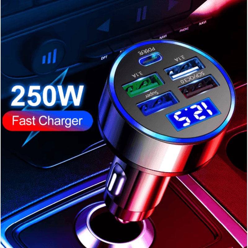 Vumpach 250W 5 Port USB Car Charger 7A Mini Fast Charging Adapter 0