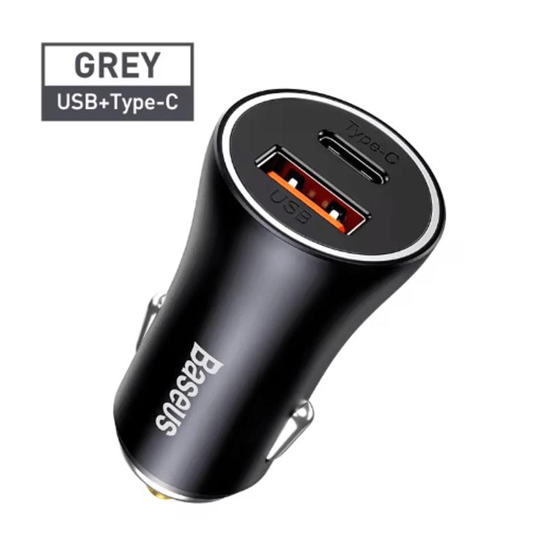 Baseus 60W Metal USB Type C Car Charger With PD 27W QC 40 Fast Charging 3