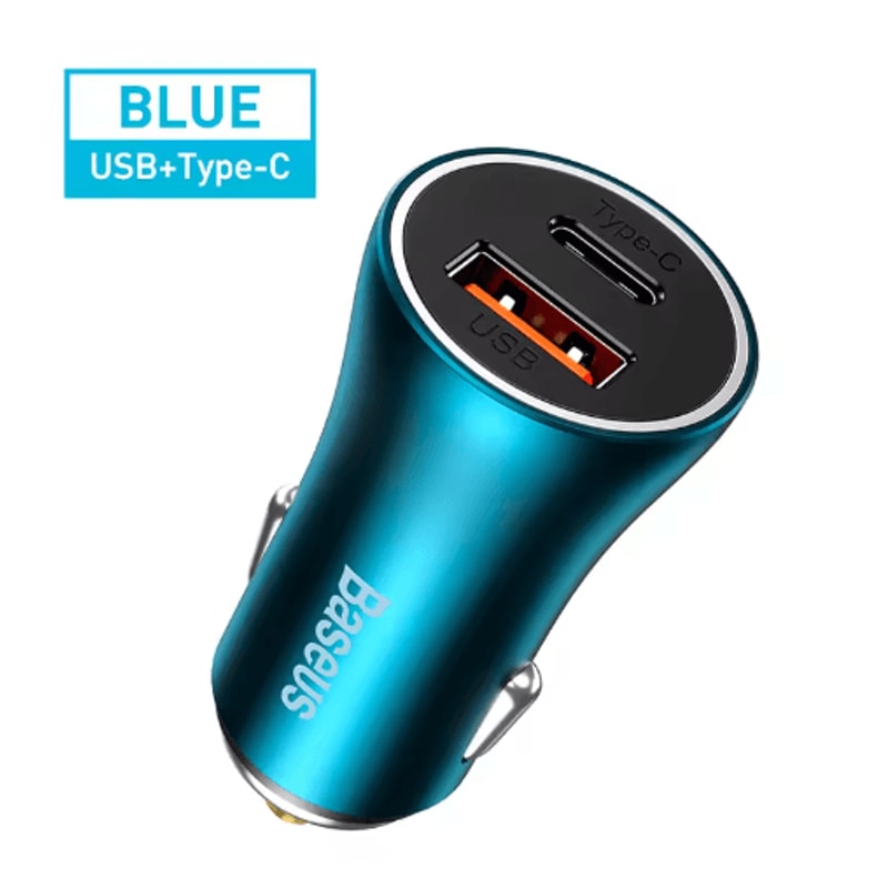 Baseus 60W Metal USB Type C Car Charger With PD 27W QC 40 Fast Charging 4
