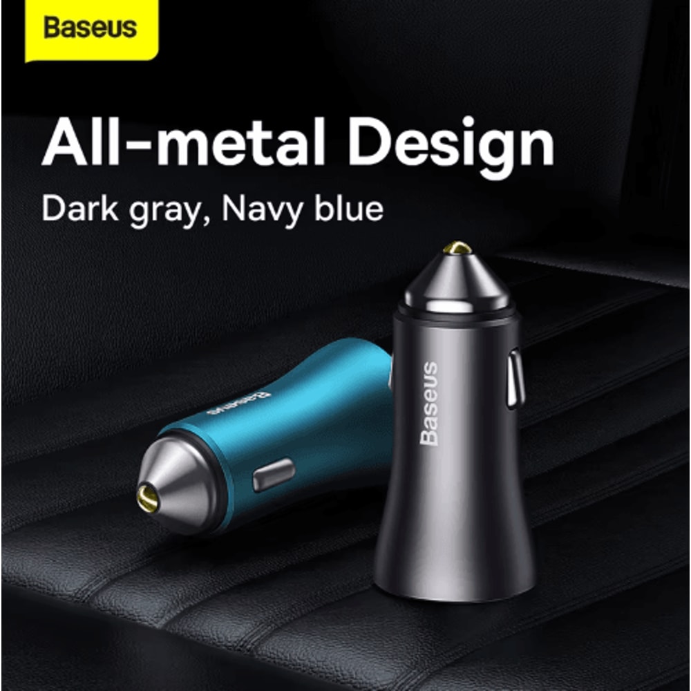 Baseus 60W Metal USB Type C Car Charger With PD 27W QC 40 Fast Charging 5
