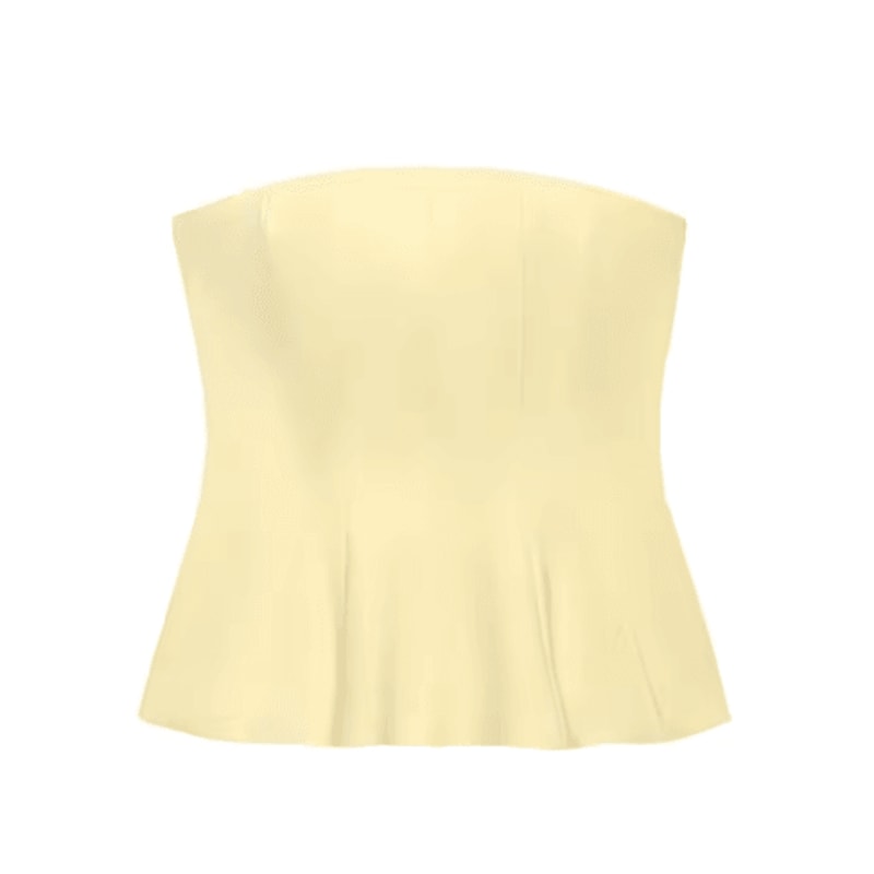 KONDALA Butter Yellow Strapless Ruffle Cami Y2K Summer Streetwear Top 6