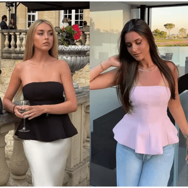 KONDALA Butter Yellow Strapless Ruffle Cami Y2K Summer Streetwear Top 8