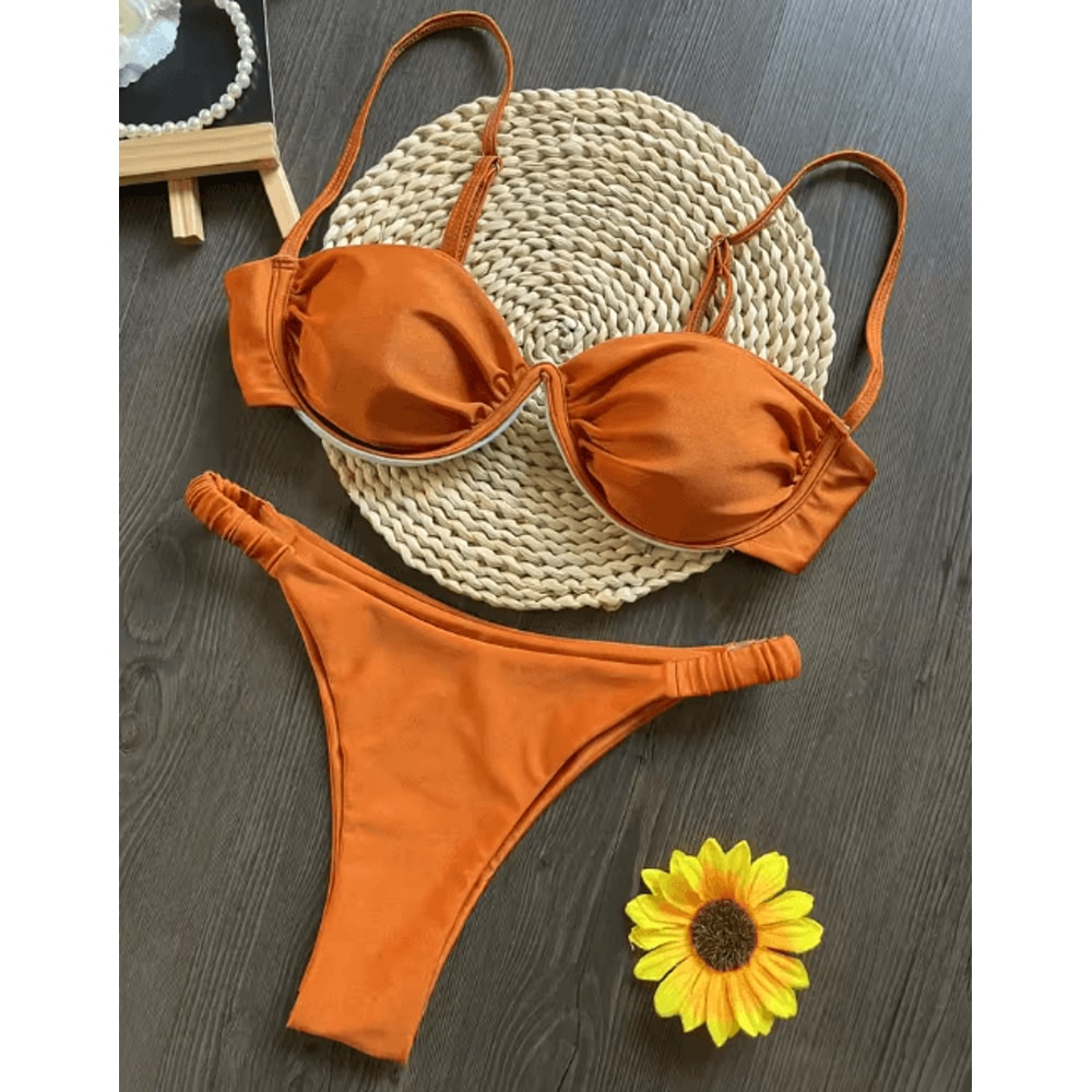 2025 3D Flower V Wire Bikini Set Underwired Micro Mini Swimsuit 1