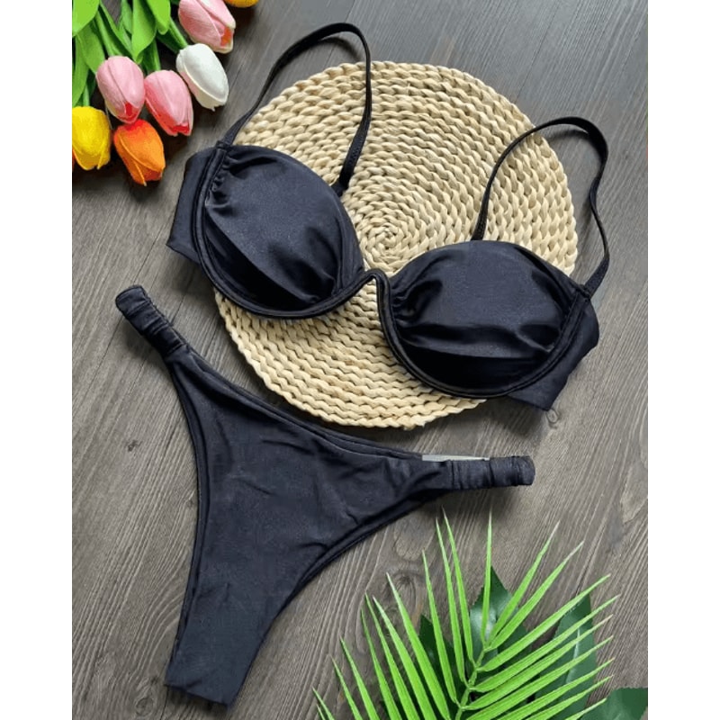 2025 3D Flower V Wire Bikini Set Underwired Micro Mini Swimsuit 2