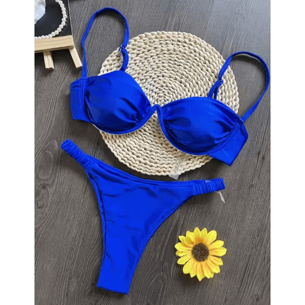 2025 3D Flower V Wire Bikini Set Underwired Micro Mini Swimsuit 0