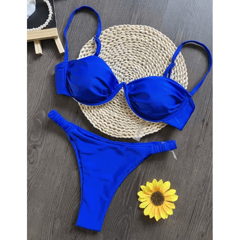 2025 3D Flower V Wire Bikini Set Underwired Micro Mini Swimsuit 0