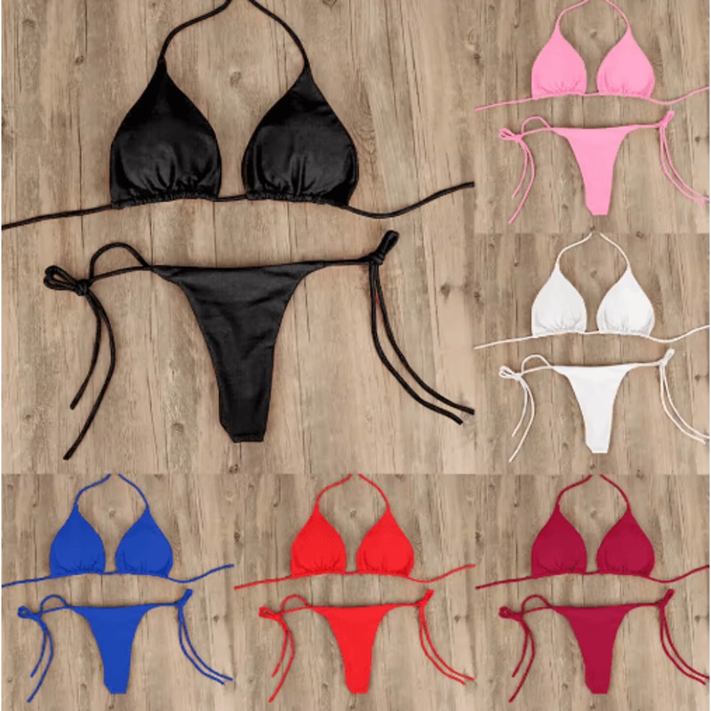 Summer Push Up Bikini Set Padded Thong Two Piece Swimsuit 0