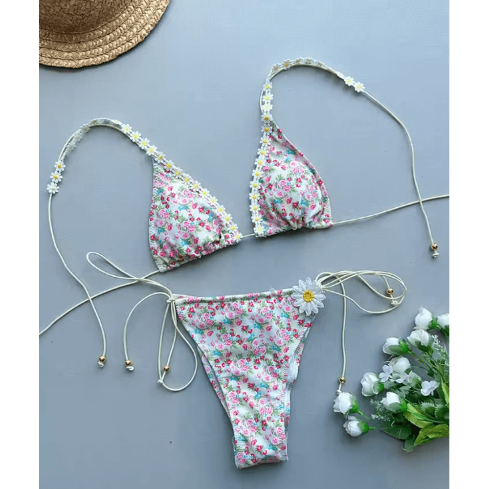 2025 Micro Bikini Set Push Up Lace Print Brazilian Swimwear 3