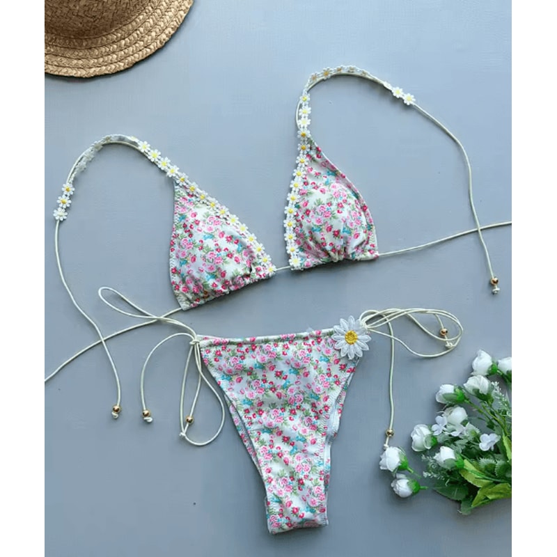 2025 Micro Bikini Set Push Up Lace Print Brazilian Swimwear 3
