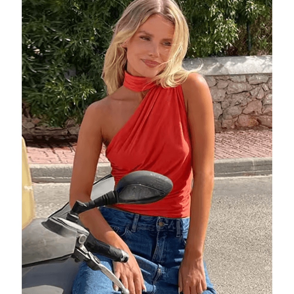 Backless Off Shoulder Halter Crop Top Vintage Y2K Summer Tank 2