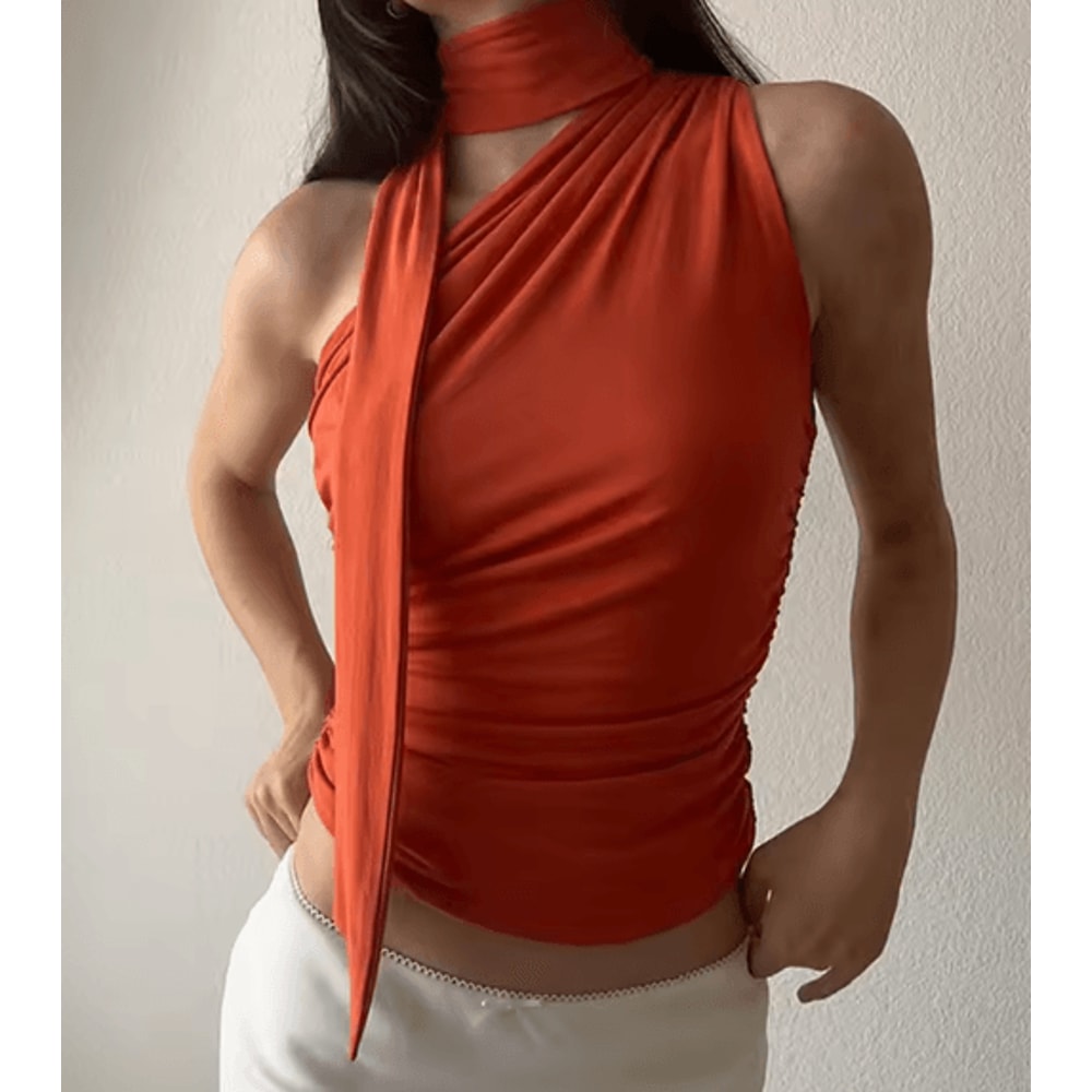 Backless Off Shoulder Halter Crop Top Vintage Y2K Summer Tank 6